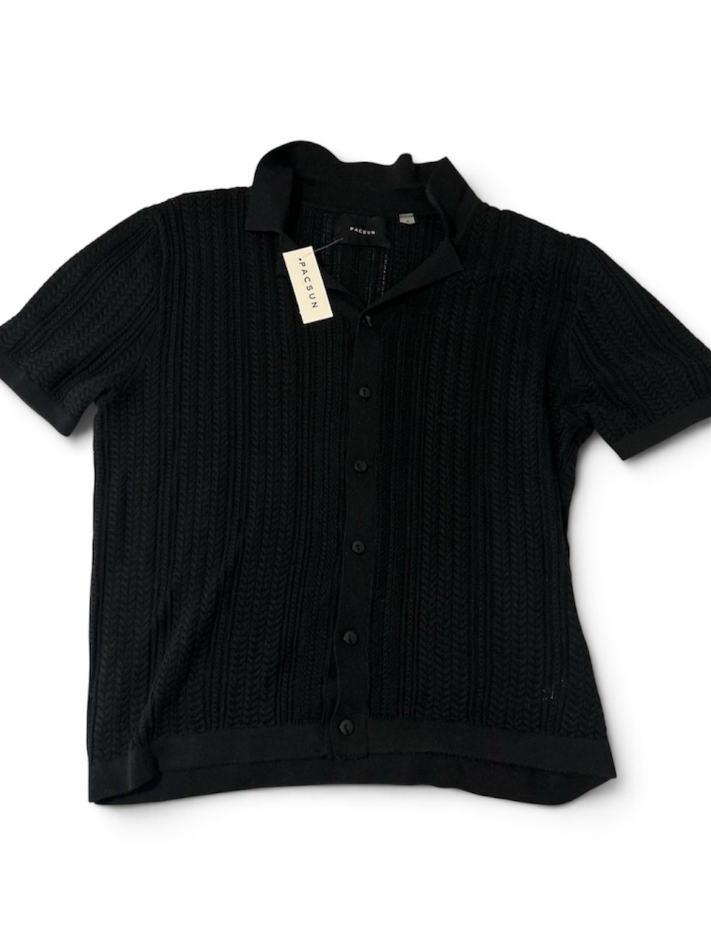 Pacsun Men’s Knit Button Down Black Shirt (NWT)